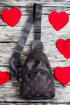 RED STAR PRINTED ON BLACK SLING BAG. BBG15153004