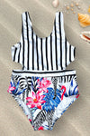 WOMEN /FLAMINGO & STRIPE PRINTED SWIMSUIT. 400007631-LOI