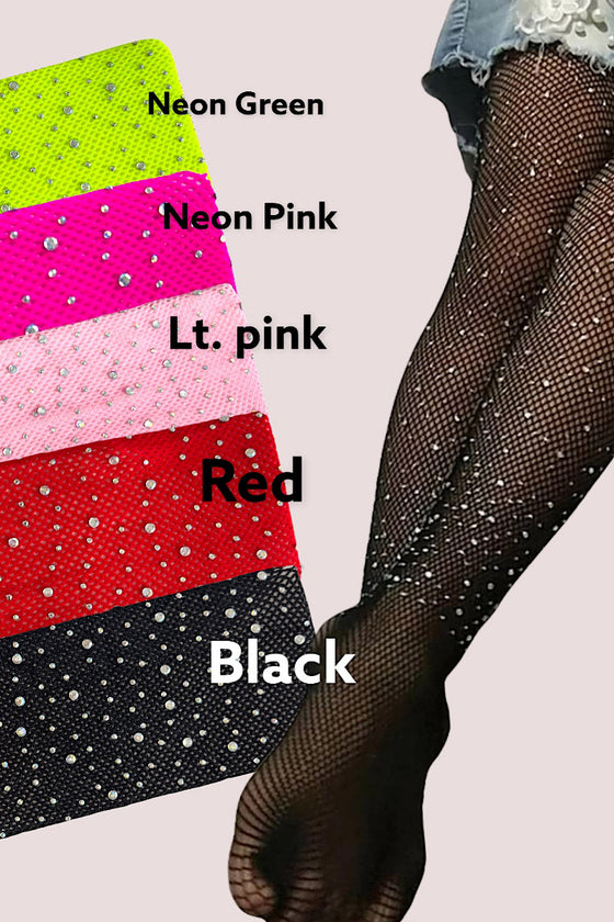 FISHNET TIGHTS WITH RHINESTONES/ MULTIPLE COLORS AVAILABLE. TTE-2023-12