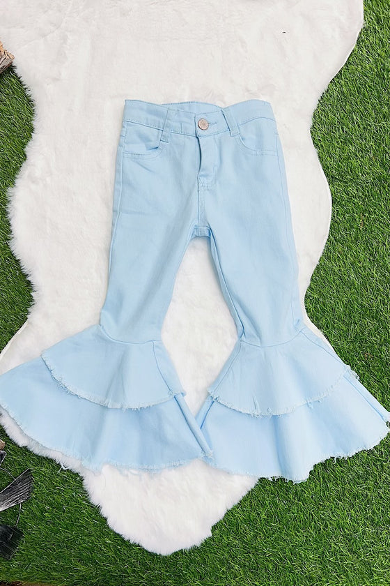 LT.BLUE DOUBLE LAYER DENIM BELL BOTTOMS. P2023010602-LOI