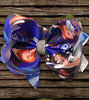 BLUE & BLACK CHARACTER  PRINTED DOUBLE LAYER HAIR BOWS. 4PCS/ $10.00 BW-DSG-331