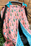CORAL WESTERN PRINTED CARSEAT COVER W/ TURQUOISE MINKY FABRIC. ZYTG251123001