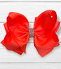 NEON ORANGE RHINESTONE BOW 6.5 " WIDE 5PCS/$10.00 BW-600-S