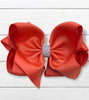 765 MANDARIN ORANGE DOUBLE LAYER RHINESTONE HAIR BOWS 6.5"WIDE 5PCS/$10.00 BW-765-S