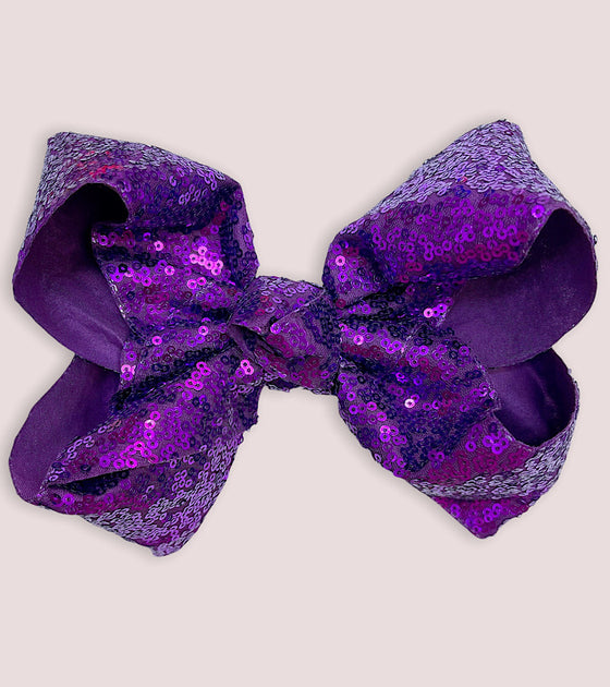 7.5”wide purple sequins hair bows 5pcs$10.00 BW-465-SQ