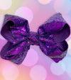 PURPLE 7.5”wide purple sequins hair bows 5pcs$10.00 BW-465-SQ