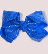 ROYAL BLUE sequins hair bows 7.5”wide 5pcs/$10.00 BW-352-SQ