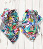 TIE DYE CHARACTER PRINTED HAIR BOWS.  4PCS/$10.00 BW-DSG-325