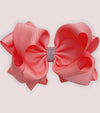 LT.CORAL DOUBLE LAYER RHINESTONE HAIR BOWS 6.5"WIDE 5PCS/$10.00 BW-238-S