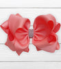 LT.CORAL DOUBLE LAYER RHINESTONE HAIR BOWS 6.5"WIDE 5PCS/$10.00 BW-238-S