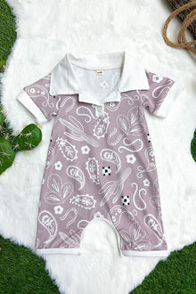  PURPLE FRESCO PAISLEY PRINTED ROMPER W/ COLLAR. SR20220065 SOL