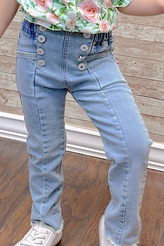 8 BUTTON DENIM PANTS WITH STRETCHABLE WAIST BAND. PNG251522059