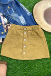 CORDUROY 2 POCKET MUSTARD SKIRT WITH STRETCHABLE WAISTBAND. DRG651122041-WENDY