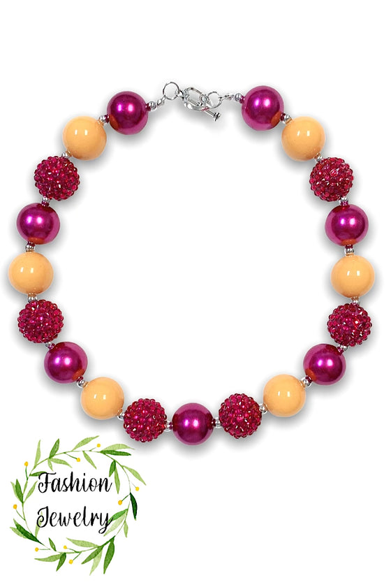 MUSTARD & PINK  BUBBLE NECKLACE. 3PSC/$12.00  XL-01967