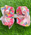 SUMMER PRINTED HAIR  BOWS. 7.5" WIDE 4PCS/$10.00 BW-DSG-662