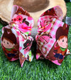 COWGIRL GINGHAM PRINTED DOUBLE LAYER HAIR BOWS W/ RHINESTONE. BW-DSG-799