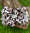 BROWN SPOTTED ON WHITE DOUBLE LAYER HAIR BOWS. 4PCS/$10.00 BW-DSG-803
