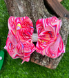 MARBLED PINK PRINTED DOUBLE LAYER HAIR BOWS. 4PCS/$10.00 BW-DSG-809