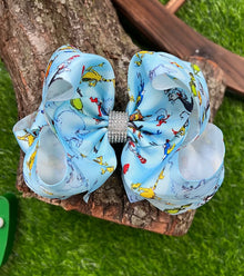  ELEPHANT/OTHER CHARACTER PRINTED DOUBLE LAYER HAIR BOWS. 4PCS/$10.00 BW-DSG-814