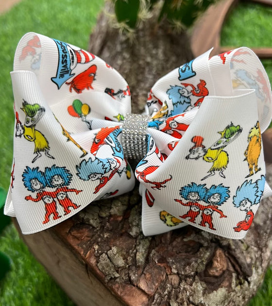 HAT OFF PRINTED DOUBLE LAYER HAIR BOWS. 4PCS/$10.00 BW-DSG-812