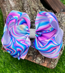  MARBLED PURPLE PRINTED DOUBLE LAYER HAIR BOWS. 4PCS/$10.00 BW-DSG-816