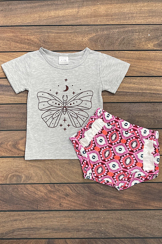 BUTTERFLY PRINTED TOP WITH BABY BLOOMERS. RP-20219711