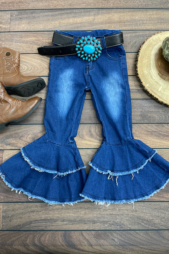 DARK BLUE DENIM DENIM BELL PANTS. KELSY-202AMY