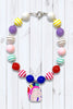 MULTI COLOR BUBBLE NECKLACE WITH BACK PACK PENDANT. 3PCS/$12.00  XL-01950