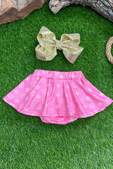  NEON PINK STAR PRINTED BABY SKIRT WITH BLOOMER. PNG251522088
