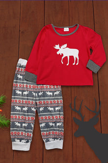  KIDS UNISEX MOOSE PRINTED PAJAMAS SET. PJM-214-613739 SOL