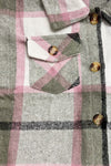 GRAY, PINK & BLACK PLAID PRINTED BUTTON UP SHIRT. TPG651122256-AMY