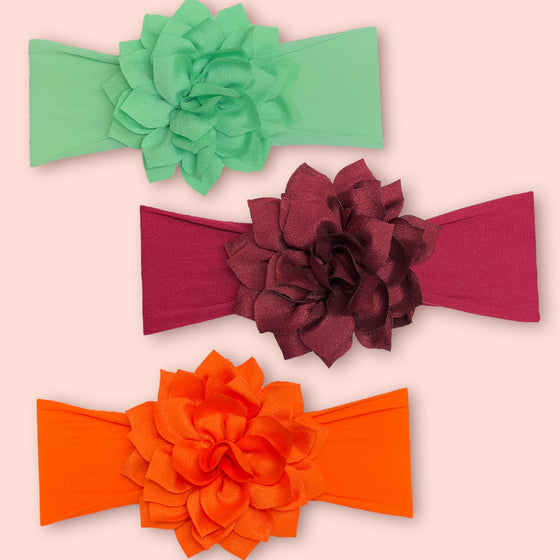 5" FLOWER HEDBAND FOR BABY, VERY SOFT & STRETCHABLE FABRIC. (5PCS/$12.50) AVAILABLE IN 3 COLORS. HHB-2022-G5