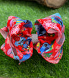 NEW YEAR PRINTED DOUBLE LAYER HAIR BOWS. 7.5" WIDE 4PCS/$10.00 BW-DSG-764