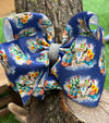 NAVY BLUE WESTERN PRINTED DOUBLE LAYER HAIR BOWS. 7.5" WIDE 4PCS/$10.00 BW-DSG-769