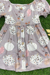 MULTI-PRINTED PUMPKIN PRINTED DRESS WITH BUTTONS. DRG451522016-LOI
