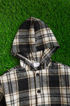 BABY TO BIG KID, BLACK, WHITE & YELLOW/ PLAID HOODIE SHIRT. TPG651122259-AMY