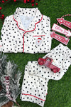 BROTHER SPOTTED PRINTED PAJAMA SET WITH EMBROIDERED SANTA POCKET. PJB501422005-AMY