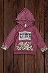 "Mini" girls sweatshirt w/animal printed sleeve trim. LC-TP-2116445 sol