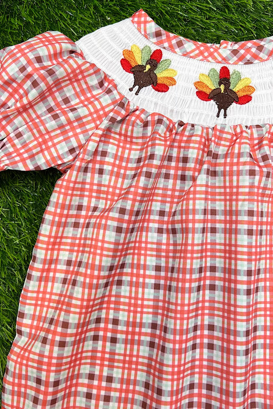 (ONLINE ONLY) TURKEY EMBROIDERY SMOCKED BABY ROMPER. RPG451322008-SOL