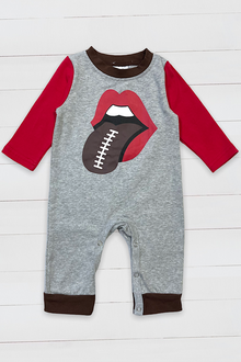  GRAY BABY ROMPER WITH FOOTBAL TONGUE. LC-RP-20219527 WEN