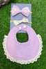 LAVENDER BABY BIB WITH CREAM HEM EMBOIDERY. 3PCS/$9.00 WZ-DLH3042K