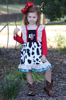  COW APPLICATION DRESS W/ IVORY TRIM LACE.  