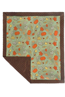  OAK LEAVES PRINTED ON GREEN BABY BLANKET. TZ-DLH1079K