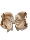 TAN 7.5" RHINESTONE HAIRBOWS/ DOUBLE LAYER. 5PCS/$10.00 BW-835-S