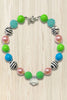 LIME GREEN, BLUE, PEACH & ZEBRA PRINTED BUBBLE NECKLACE WITH SIMULATED DIAMOND NECKLACE. 3PCS/$12.00  . XL-01867