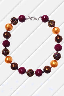  MAROON & METALLIC ORANGE BUBBLE NECKLACE. 3PSC/$12.00 XL-02011