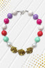 MULTI COLOR BUBBLE NECKLACE WITH 3 ROSE PENDANTS . 3PSC/$10.50 XL-02054