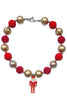 GOLD & RED BUBBLE NECKLACE WITH NUTCRACKER  PENDANT.  3PSC/$12.00  XL-02118