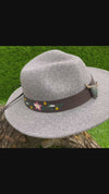 MOMMY & ME GRAY HAT WITH EMBROIDERED BAND.  HAT-2022-B