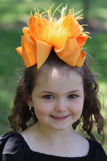  GOLD DOUBLE LAYER FEATHER HAIR BOWS 7.5" WIDE 4PCS/$10.00 BW-675-F